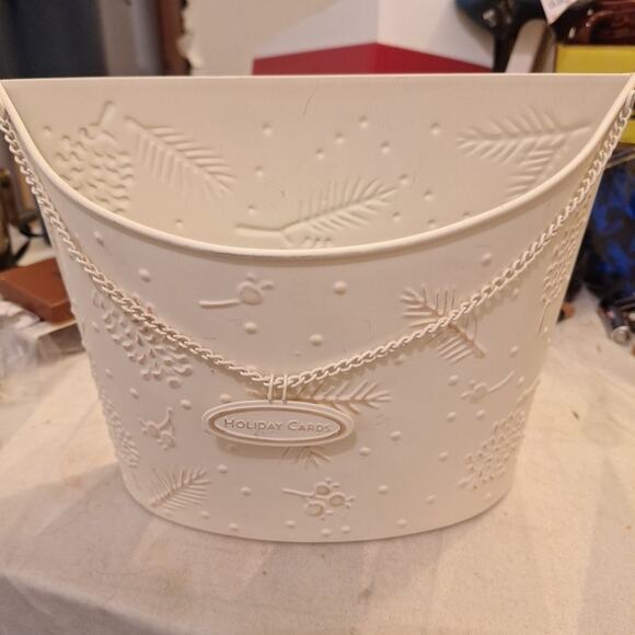 HALLMARK Collectable Holiday Card Holder Tin Metal Bucket Chain Wall Door Decor - Picture 1 of 6